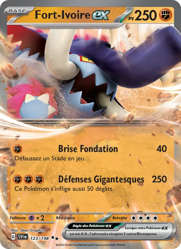Scan HD carte Pokémon Fort-Ivoire-ex 123/198 — Écarlate et Violet