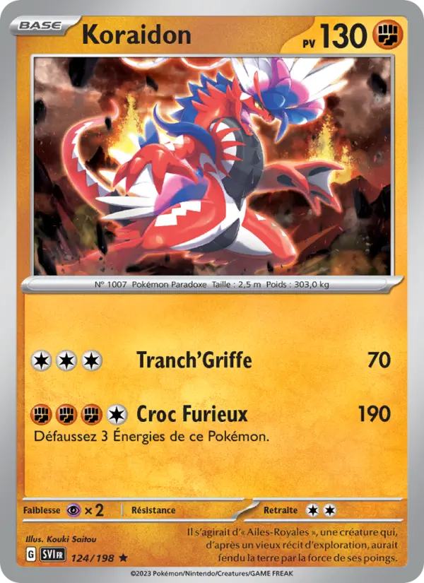 Scan HD carte Pokémon Koraidon 124/198 — Écarlate et Violet