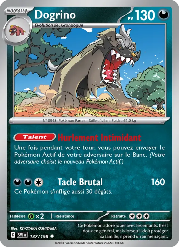 Scan HD carte Pokémon Dogrino 137/198 — Écarlate et Violet