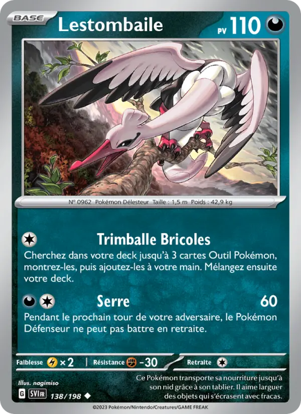 Scan HD carte Pokémon Lestombaile 138/198 — Écarlate et Violet