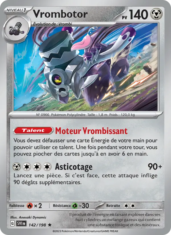 Scan HD carte Pokémon Vrombotor 142/198 — Écarlate et Violet