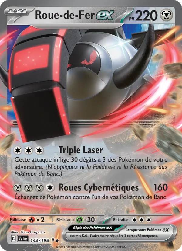 Scan HD carte Pokémon Roue-de-Fer-ex 143/198 — Écarlate et Violet