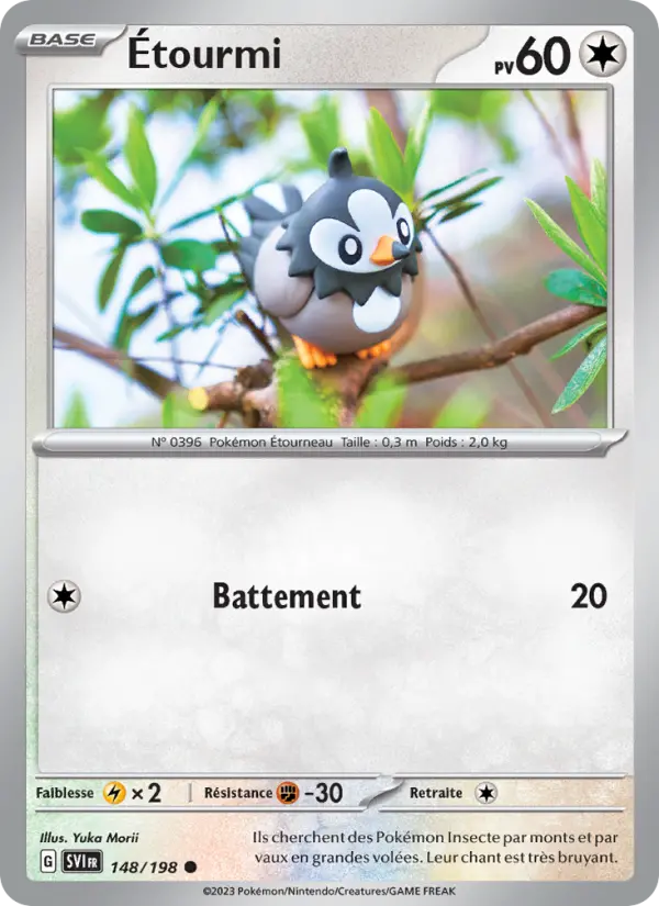 Scan HD carte Pokémon Étourmi 148/198 — Écarlate et Violet