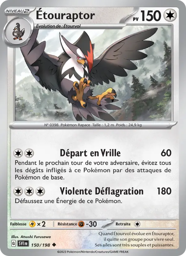Scan HD carte Pokémon Étouraptor 150/198 — Écarlate et Violet