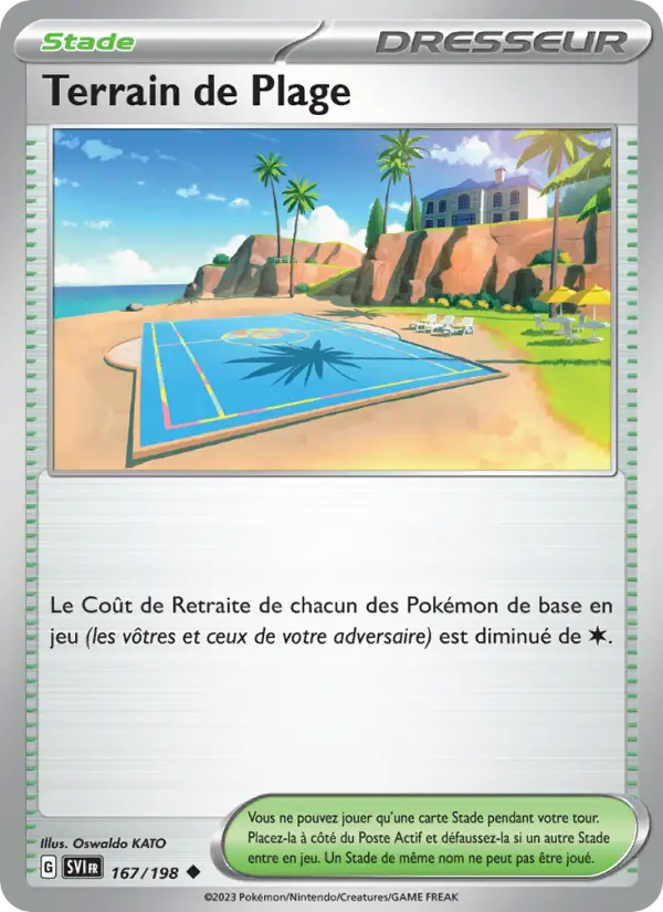 Scan HD carte Pokémon Terrain de Plage 167/198 — Écarlate et Violet