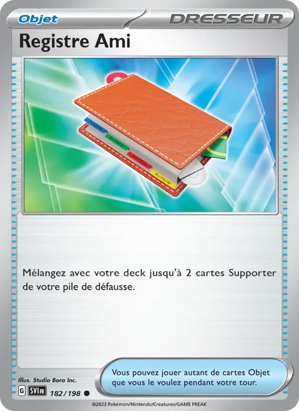 Scan HD carte Pokémon Registre Ami 182/198 — Écarlate et Violet