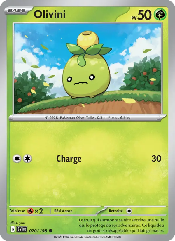 Scan HD carte Pokémon Olivini 020/198 — Écarlate et Violet