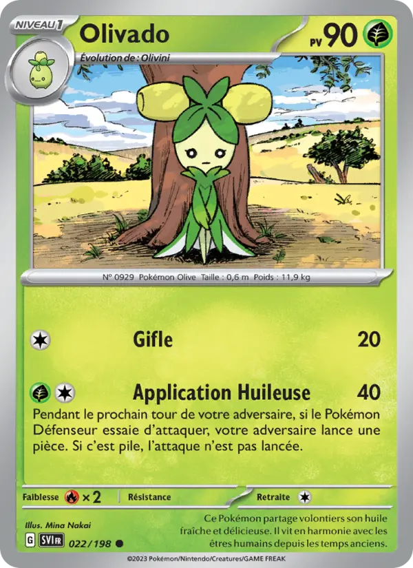 Scan HD carte Pokémon Olivado 022/198 — Écarlate et Violet