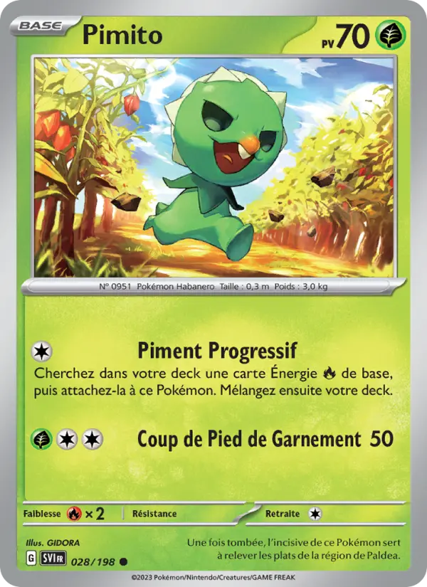 Scan HD carte Pokémon Pimito 028/198 — Écarlate et Violet