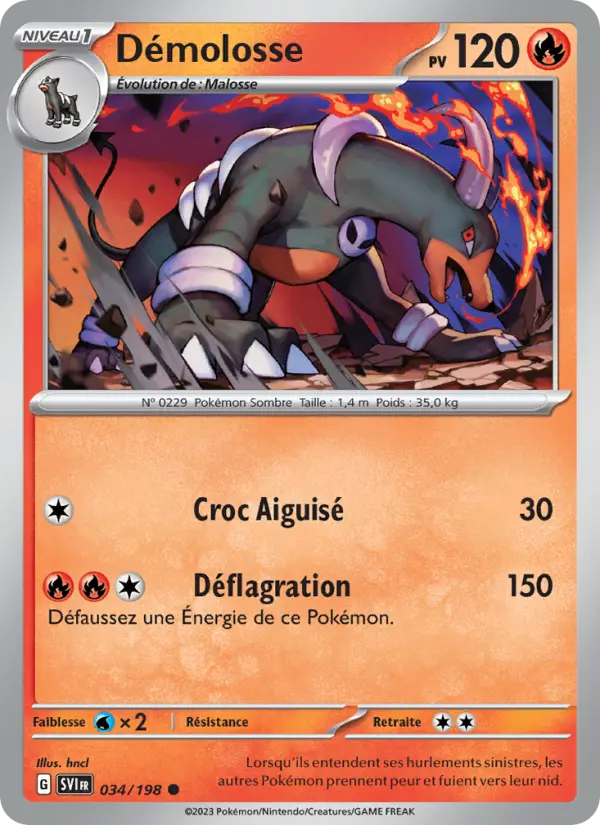 Scan HD carte Pokémon Démolosse 034/198 — Écarlate et Violet