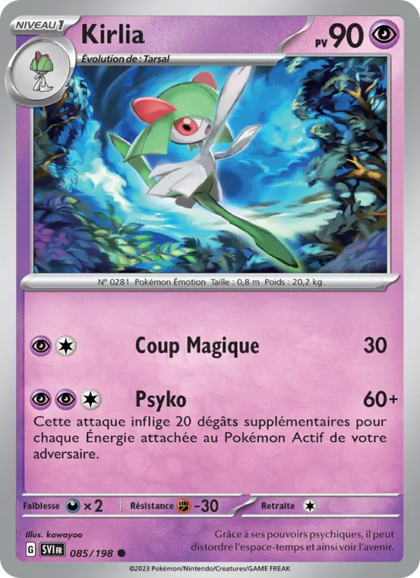 Scan HD carte Pokémon Kirlia 085/198 — Écarlate et Violet