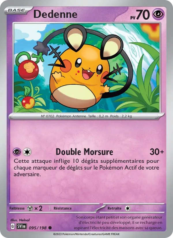 Scan HD carte Pokémon Dedenne 095/198 — Écarlate et Violet