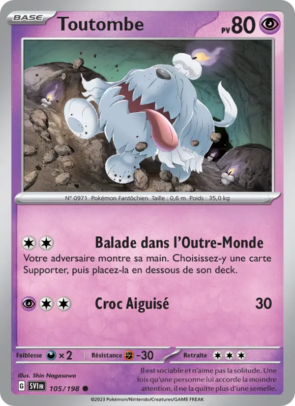 Scan HD carte Pokémon Toutombe 105/198 — Écarlate et Violet