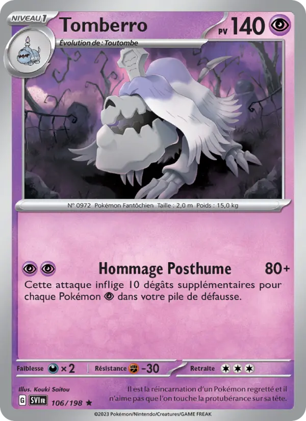 Scan HD carte Pokémon Tomberro 106/198 — Écarlate et Violet