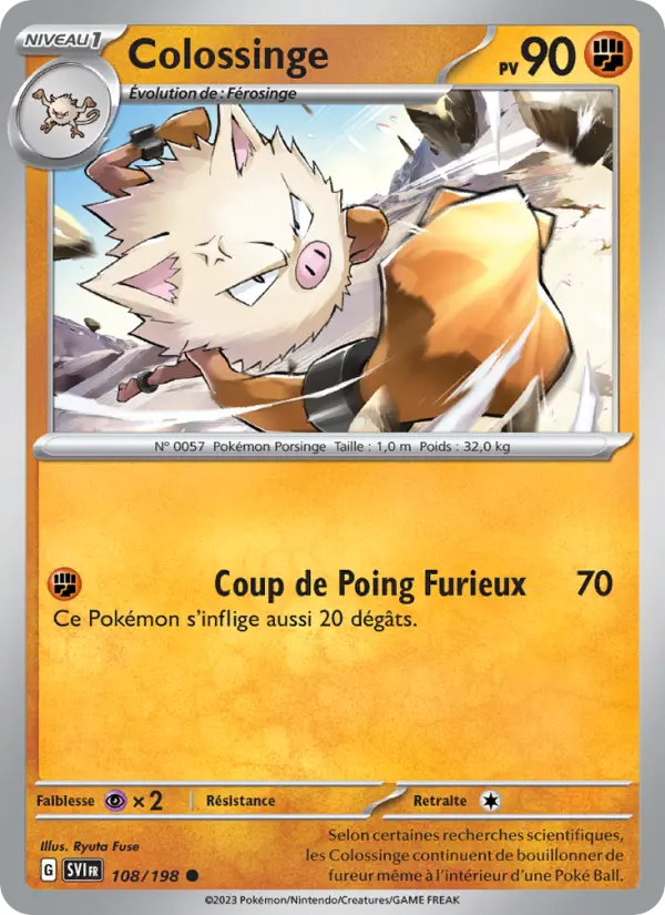 Scan HD carte Pokémon Colossinge 108/198 — Écarlate et Violet