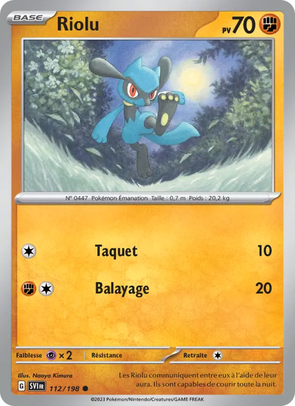Scan HD carte Pokémon Riolu 112/198 — Écarlate et Violet