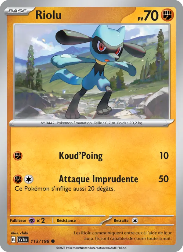 Scan HD carte Pokémon Riolu 113/198 — Écarlate et Violet