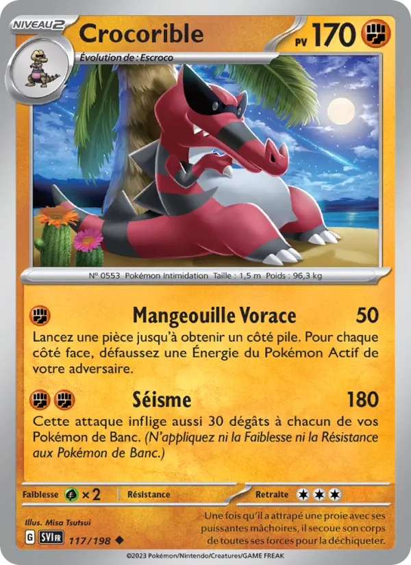 Scan HD carte Pokémon Crocorible 117/198 — Écarlate et Violet