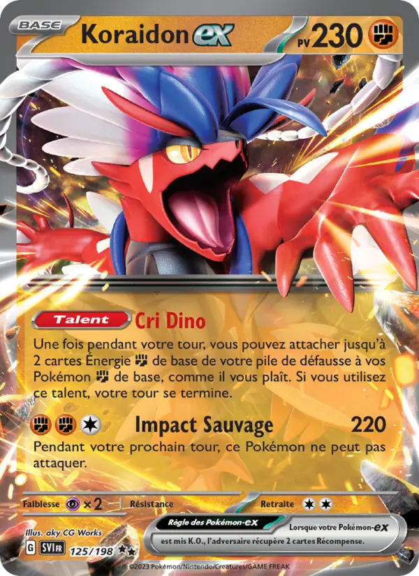 Scan HD carte Pokémon Koraidon-ex 125/198 — Écarlate et Violet