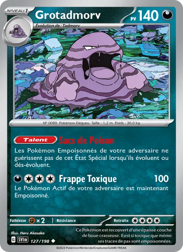 Scan HD carte Pokémon Grotadmorv 127/198 — Écarlate et Violet
