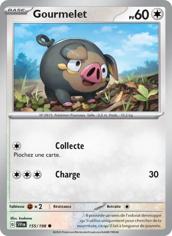 Scan HD carte Pokémon Gourmelet 155/198 — Écarlate et Violet