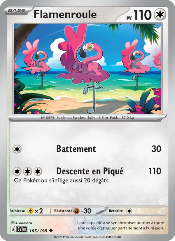 Scan HD carte Pokémon Flamenroule 165/198 — Écarlate et Violet