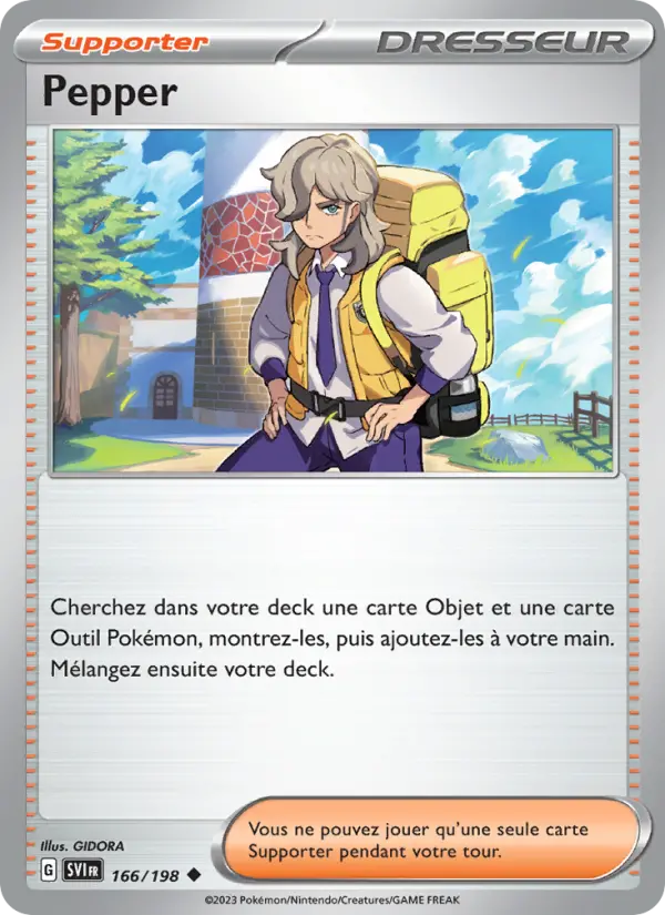 Scan HD carte Pokémon Pepper 166/198 — Écarlate et Violet