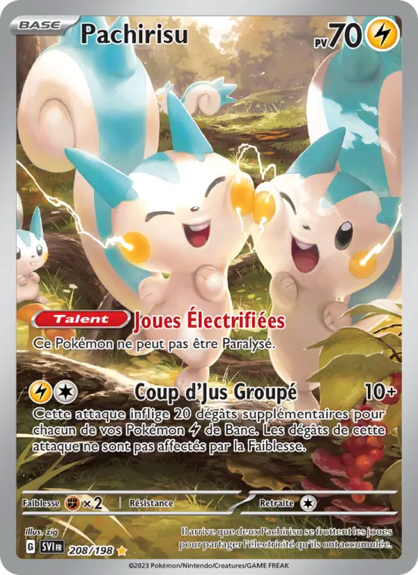 Scan HD carte Pokémon Pachirisu 208/198 — Écarlate et Violet
