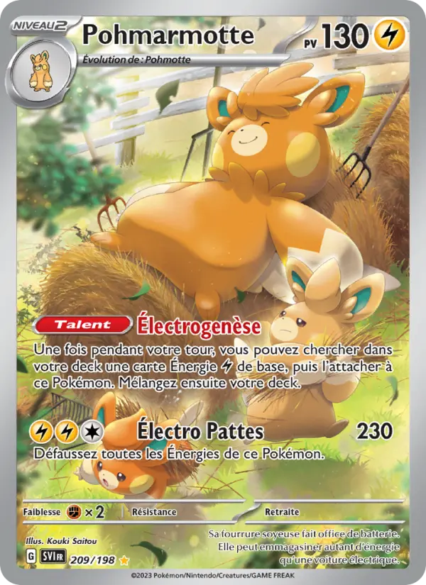 Scan HD carte Pokémon Pohmarmotte 209/198 — Écarlate et Violet
