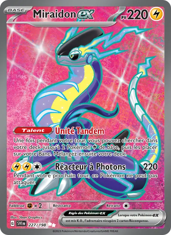 Scan HD carte Pokémon Miraidon-ex 227/198 — Écarlate et Violet