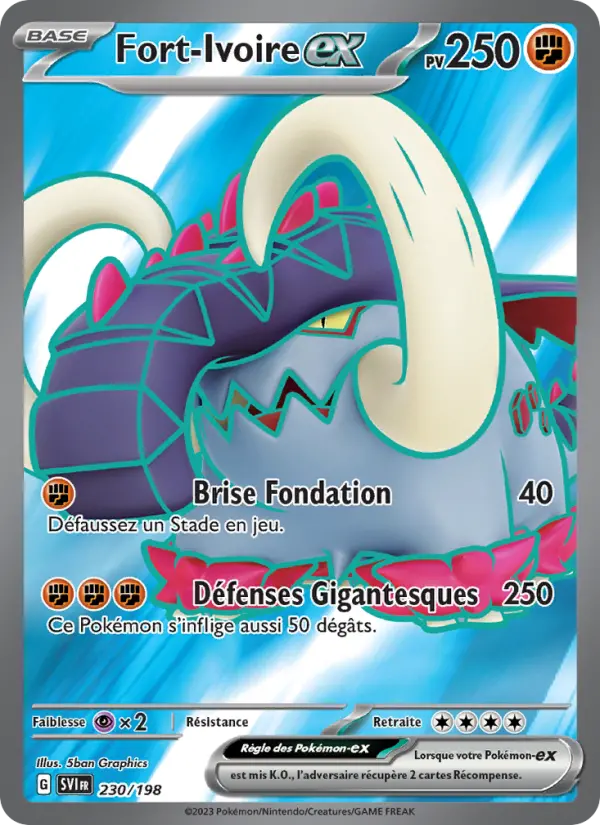 Scan HD carte Pokémon Fort-Ivoire-ex 230/198 — Écarlate et Violet