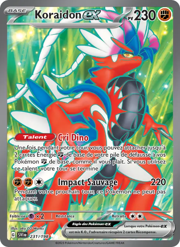 Scan HD carte Pokémon Koraidon-ex 231/198 — Écarlate et Violet