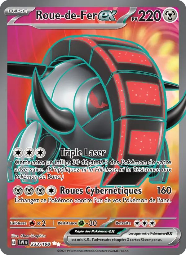 Scan HD carte Pokémon Roue-de-Fer-ex 233/198 — Écarlate et Violet