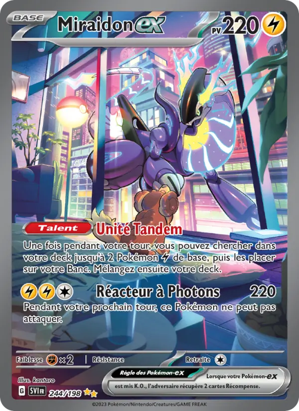 Scan HD carte Pokémon Miraidon-ex 244/198 — Écarlate et Violet