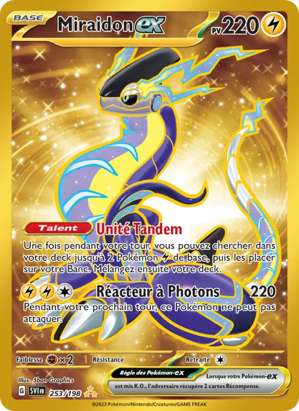 Scan HD carte Pokémon Miraidon-ex 253/198 — Écarlate et Violet