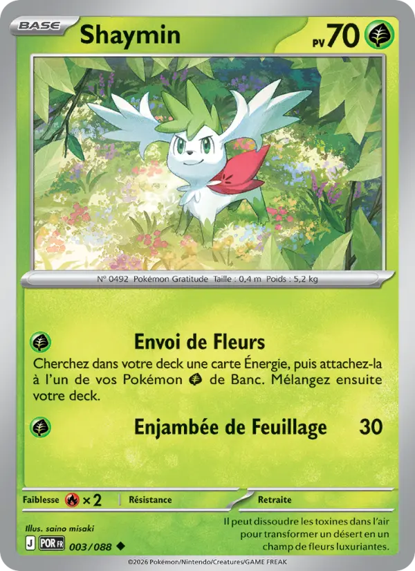 Scan HD carte Pokémon Shaymin 003/88 — Équilibre Parfait