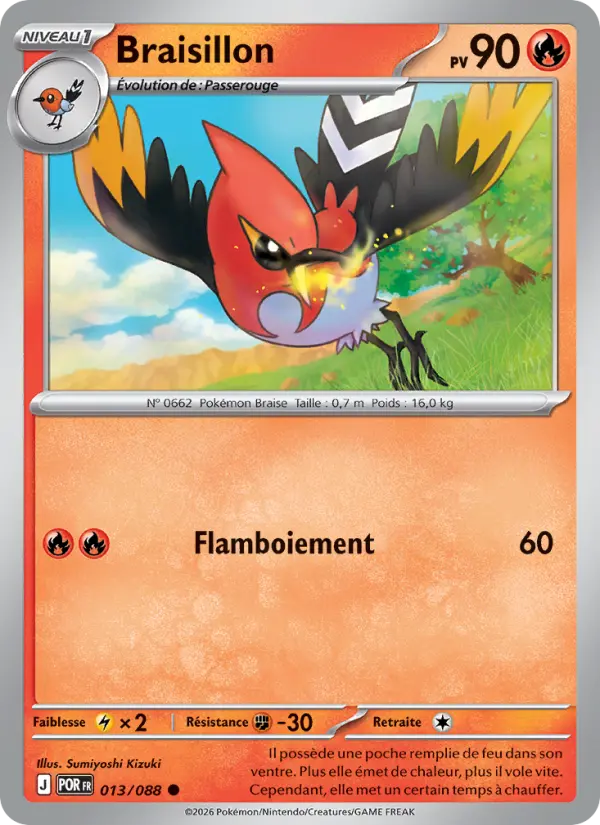 Scan HD carte Pokémon Braisillon 013/88 — Équilibre Parfait