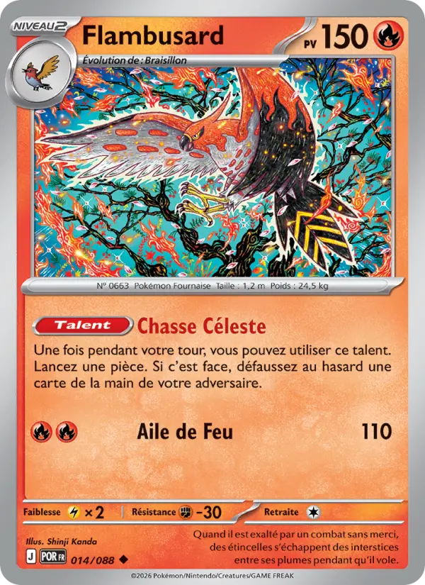 Scan HD carte Pokémon Flambusard 014/88 — Équilibre Parfait