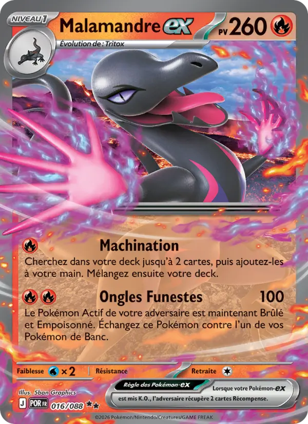 Scan HD carte Pokémon Malamandre-ex 016/88 — Équilibre Parfait