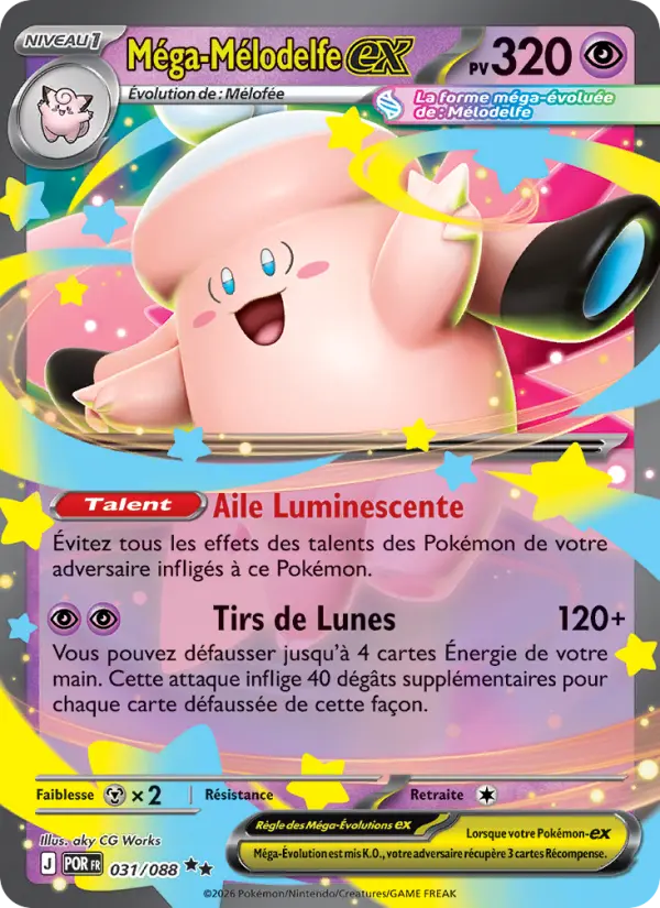 Scan HD carte Pokémon Méga-Mélodelfe-ex 031/88 — Équilibre Parfait