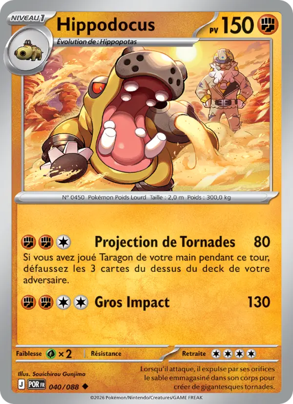 Scan HD carte Pokémon Hippodocus 040/88 — Équilibre Parfait