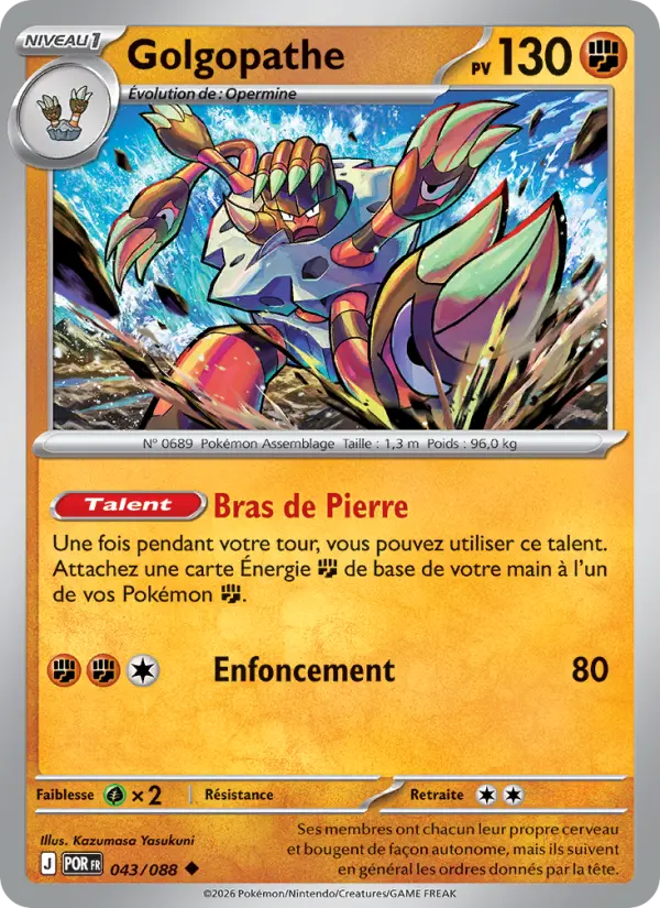 Scan HD carte Pokémon Golgopathe 043/88 — Équilibre Parfait