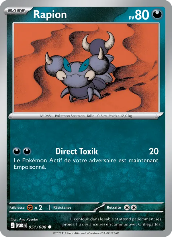 Scan HD carte Pokémon Rapion 051/88 — Équilibre Parfait