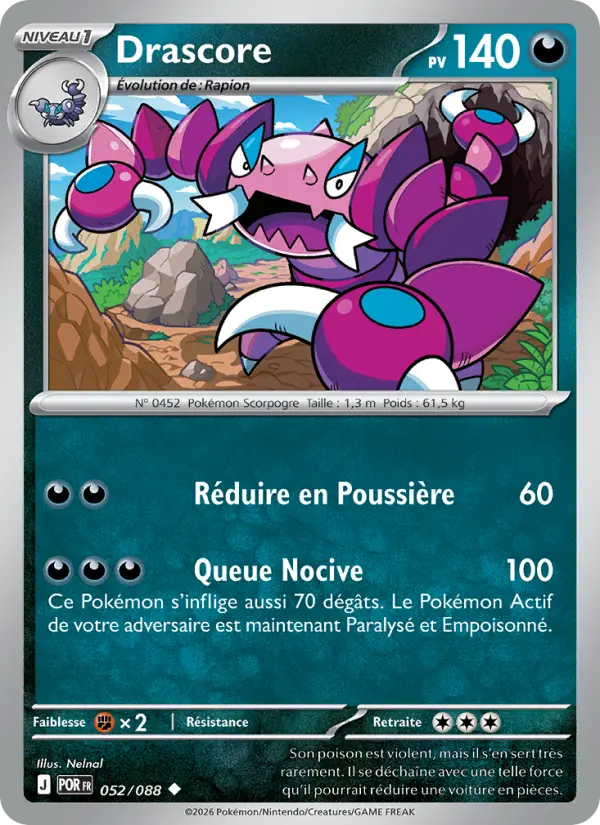 Scan HD carte Pokémon Drascore 052/88 — Équilibre Parfait
