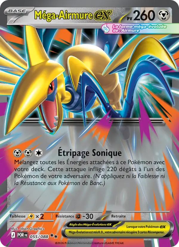 Scan HD carte Pokémon Méga-Airmure-ex 055/88 — Équilibre Parfait