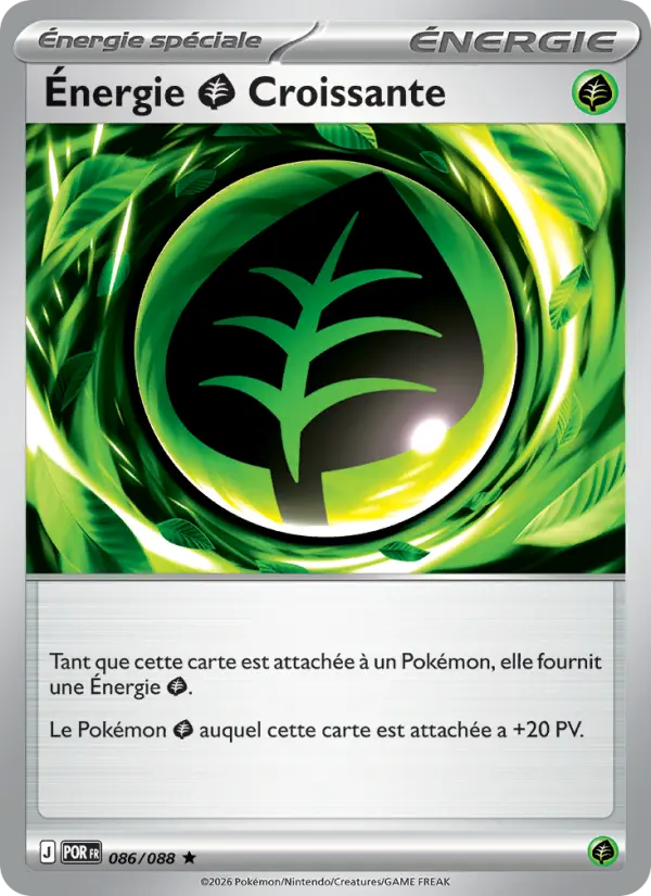 Scan HD carte Pokémon Énergie Grass Croissante 086/88 — Équilibre Parfait