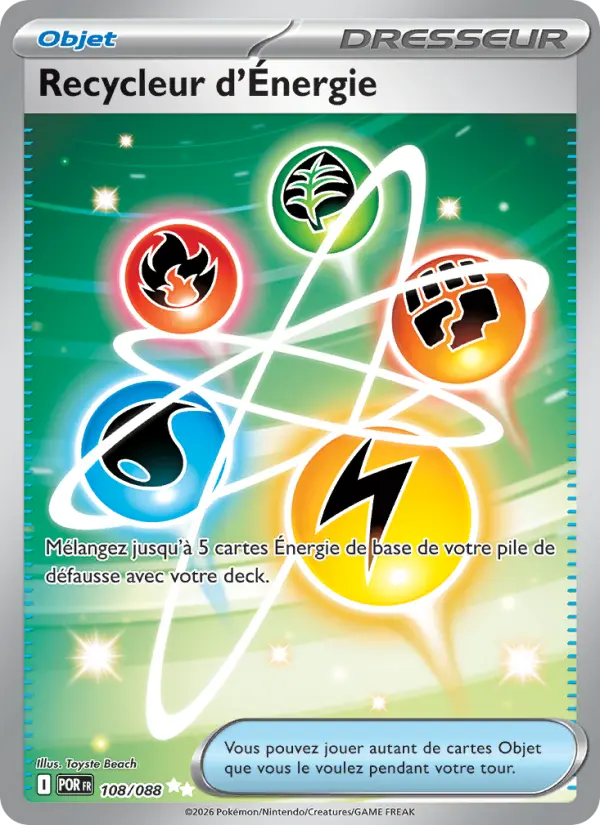 Scan HD carte Pokémon Recycleur d'Énergie 108/88 — Équilibre Parfait