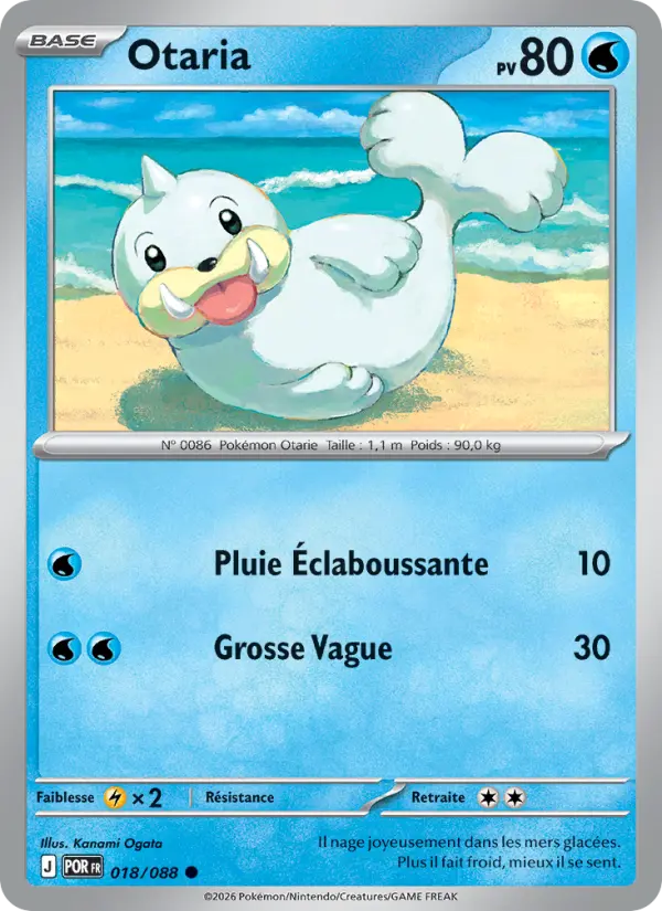 Scan HD carte Pokémon Otaria 018/88 — Équilibre Parfait