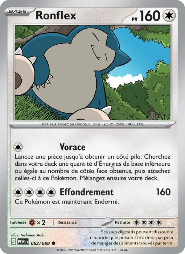 Scan HD carte Pokémon Ronflex 063/88 — Équilibre Parfait