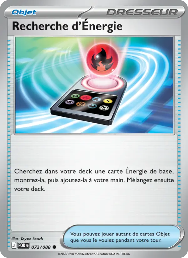 Scan HD carte Pokémon Recherche d'Énergie 072/88 — Équilibre Parfait